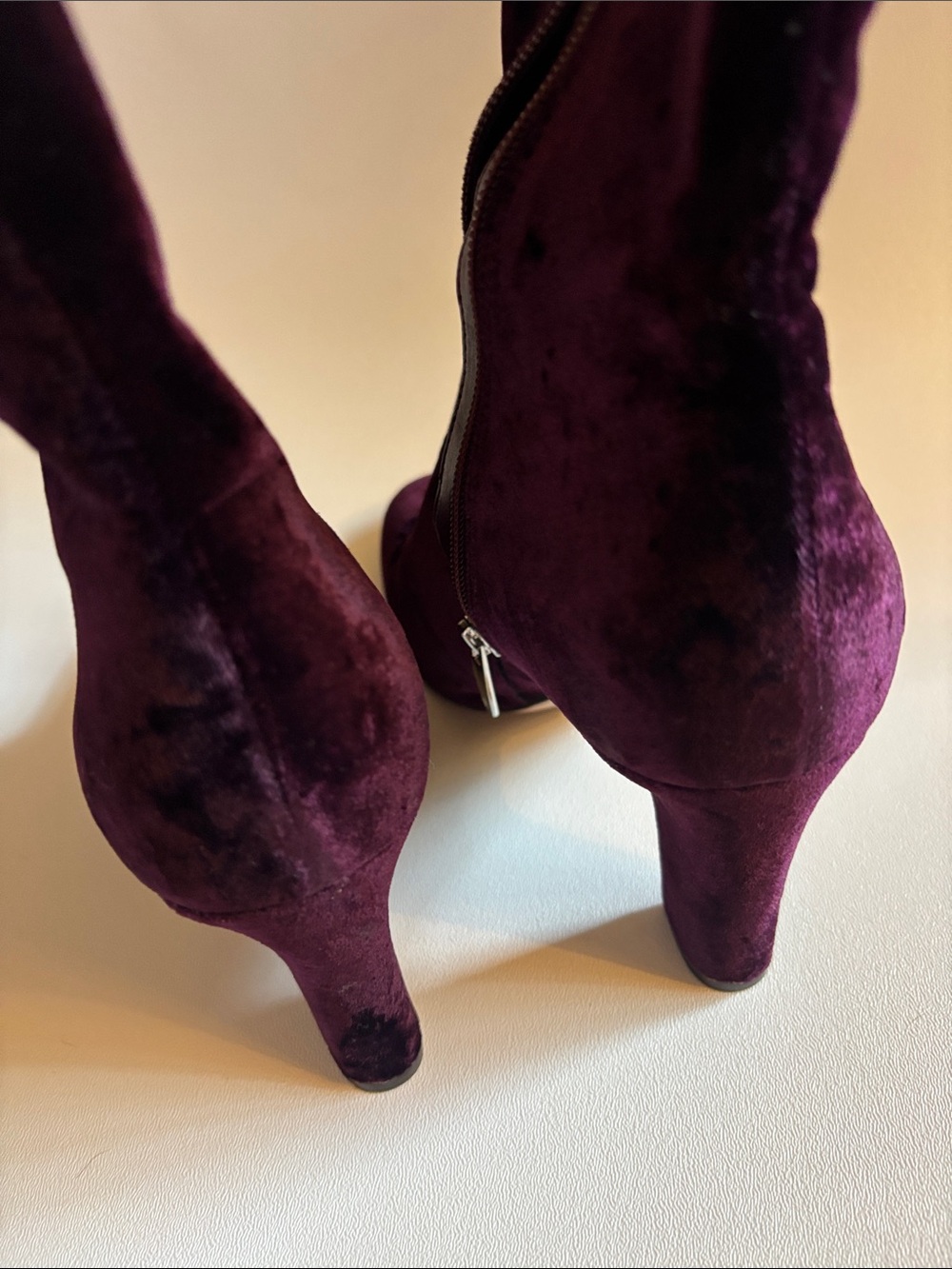 Ralph Lauren Bridget Port Red Velvet High Heel Booties Size 8.5 ~ Excellent - Picture 11 of 11